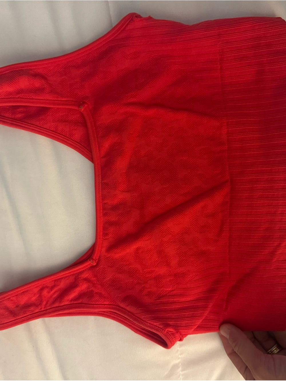Red Ribbed sports bra